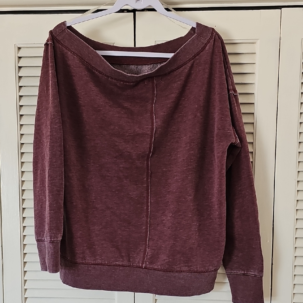 Burgundy Off-Shoulder Sweatshirt